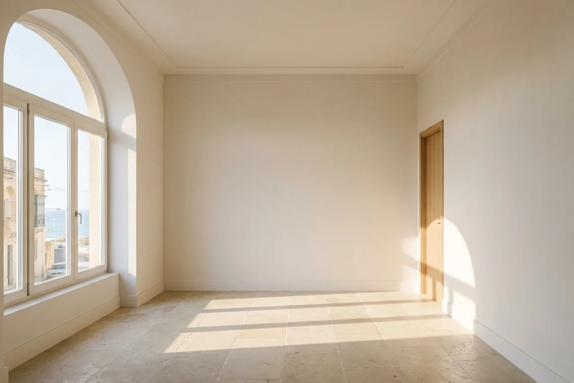 Open room with new partitions and a finished ceiling